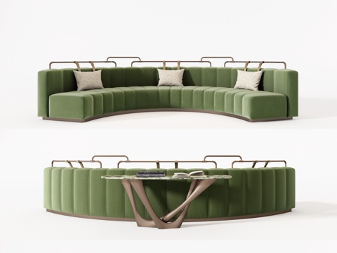 现代弧形沙发卡座组合 卡座沙发  餐厅卡座 餐厅沙发su模型