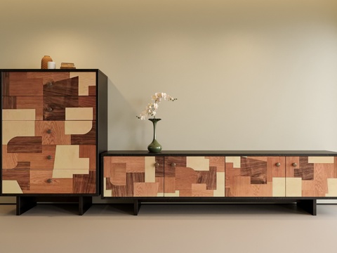 宋式电视柜 装饰柜 玄关柜 边柜su模型