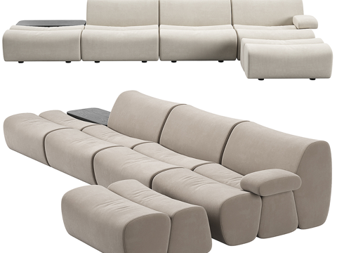 POLIFORM 现代多人沙发 模块沙发 竹节沙发su模型