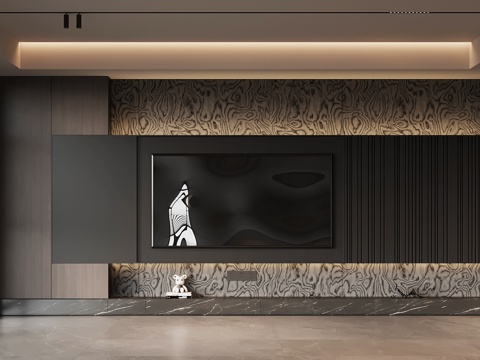 现代意式电视背景墙su模型