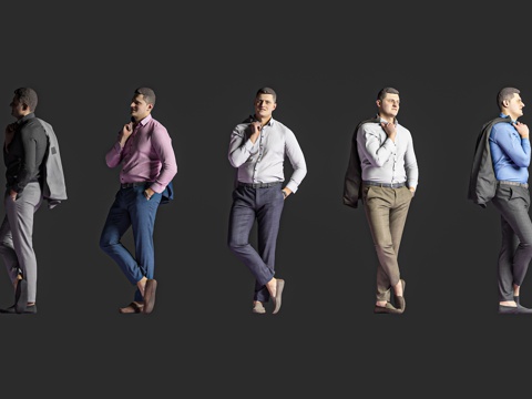  站立男性 站姿人物 西装男人 思考摆设 场景道具 装饰氛围3d模型 