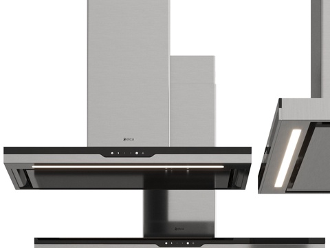  艾利卡陨石壁挂式抽油烟机3d模型 