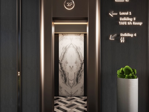  现代电梯间3d模型 