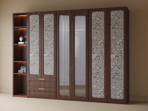 复古风衣柜su模型