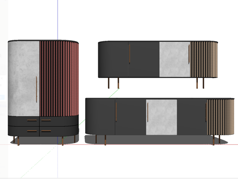 现代电视柜五斗柜装饰柜组合su模型