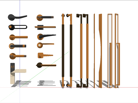 构建五金门锁把手组合su模型