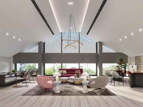  现代董事长办公室 总经理办公室3d模型 