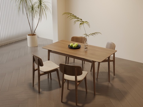 侘寂风餐桌椅su模型