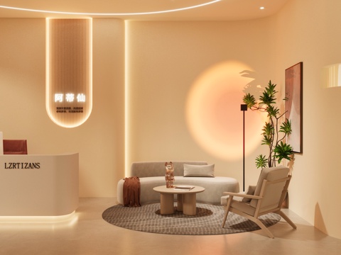  美甲美睫店 美甲店前台 大厅美甲桌椅组合美甲店接待区3d模型3d模型 