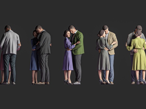  拥抱相拥 站立站姿 多人双人 男人女人 男性女性 场景氛围3d模型 