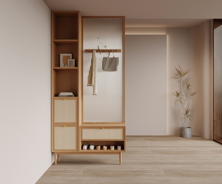 侘寂风鞋柜 入户鞋柜su模型