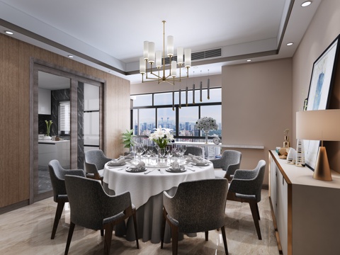  现代餐厅 厨房3d模型 