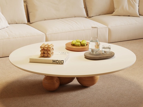 现代奶油茶几su模型