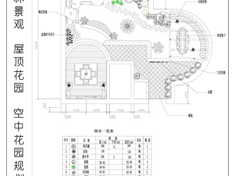 空中花园规划 园林景观 屋顶花园图cad施工图cad施工图