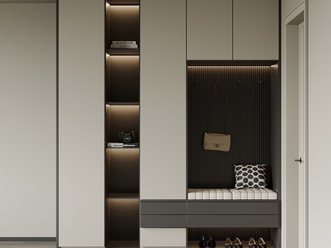 现代鞋柜 玄关柜su模型