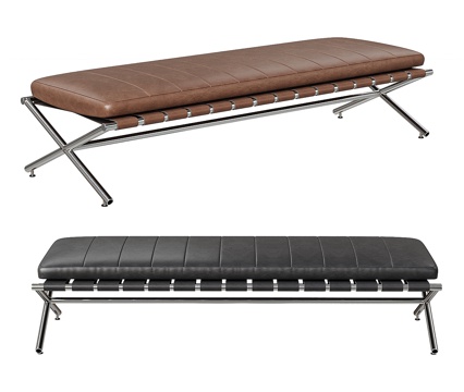  现代包豪斯皮革长凳3d模型 