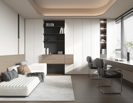  现代书房3d模型 