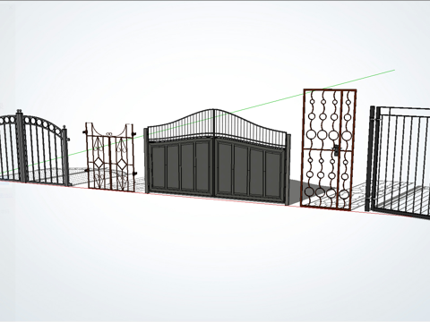现代铁艺大门_消防门su模型