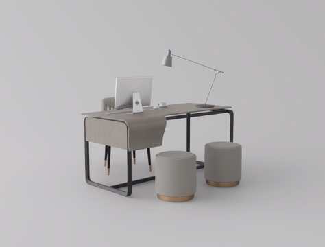 办公桌椅su模型