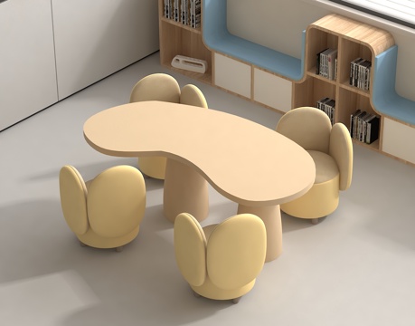 儿童桌椅 创意造型桌椅 童趣家具 阅读区桌椅 亲子互动桌su模型