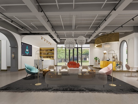  现代婚纱摄影店婚纱展示办公区3d模型 