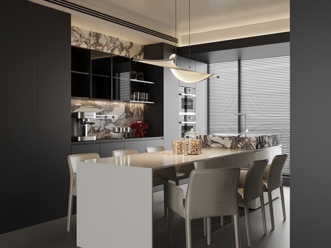 现代家居餐厅su模型