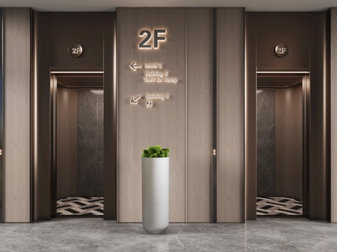  现代电梯间3d模型 