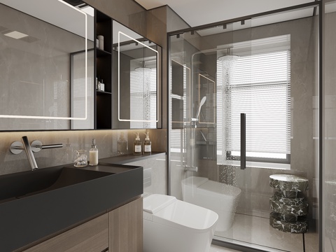  现代家居卫生间su模型 