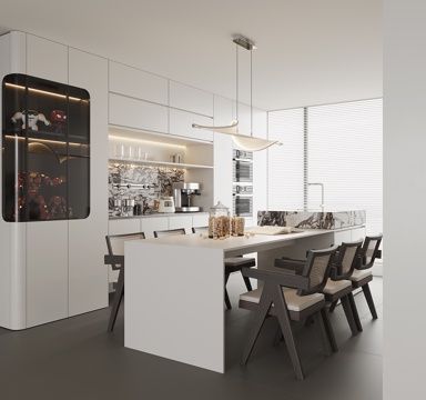  现代岛台餐厅3d模型 