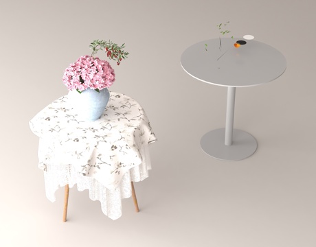 边桌 小圆桌 家居装饰 软装搭配 花艺装饰 简约家具su模型