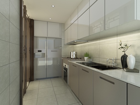  现代简约厨房3d模型 