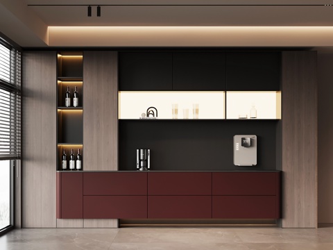 现代意式酒柜 餐边柜 橱柜su模型