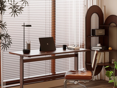 中古风书桌椅 学习桌椅su模型