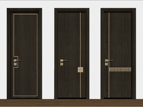 新中式单开门_房门_卧室门_平开门su模型