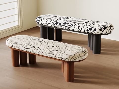 现代中古换鞋凳 长凳su模型