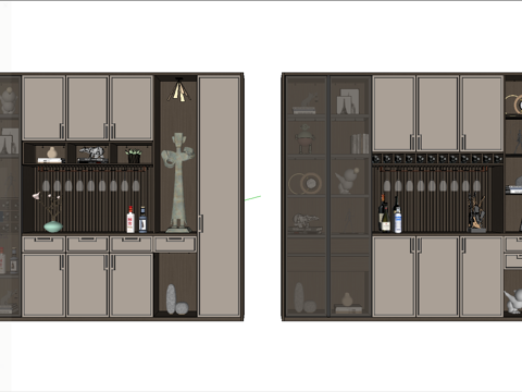 新中式酒柜su模型