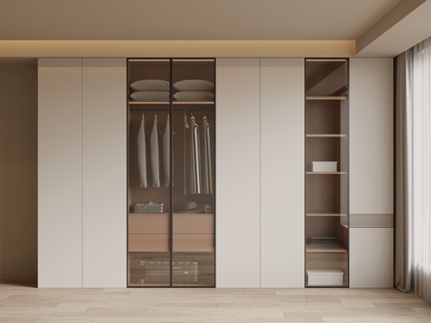 现代简约衣柜su模型