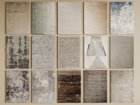 现代简约地毯 方形地毯 布艺地毯 客厅地毯 艺术地毯su模型