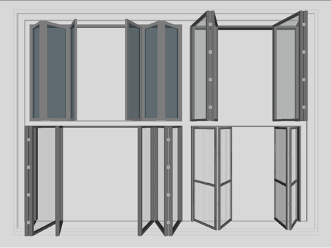 现代折叠门_折叠推拉门su模型