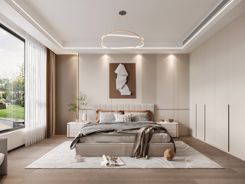  现代卧室3d模型 