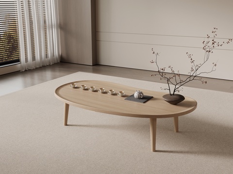  现代茶几 异形茶几 实木茶几3d模型 