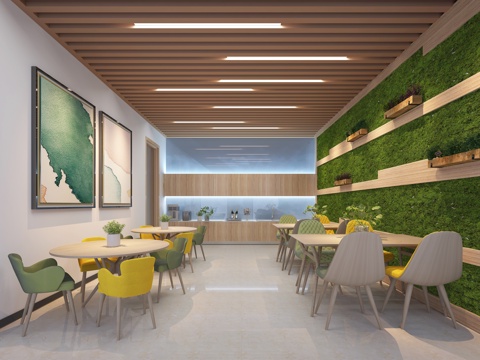  北欧小清新水吧 咖啡厅 休闲室3d模型 