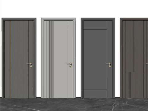 现代单开门su模型