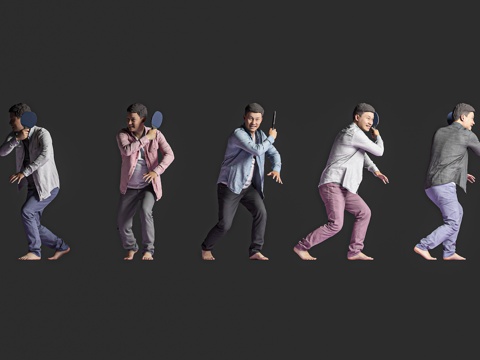  运动人物 打乒乓球 男人男性 多人场景 多色服装 运动健身3d模型 