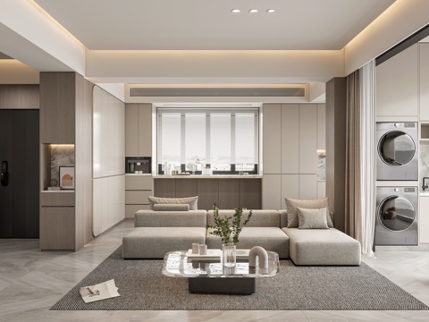  现代客厅3d模型 