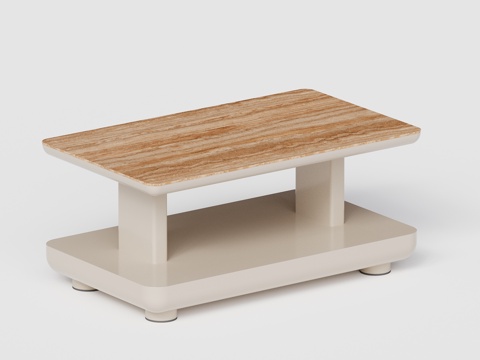 kun 现代户外 庭院花园茶几 洞石 金属 长茶几su模型