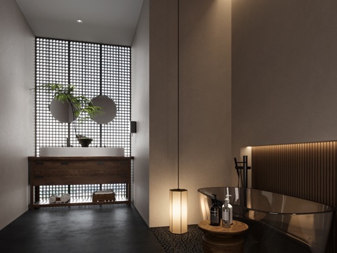  新中式卫生间3d模型 