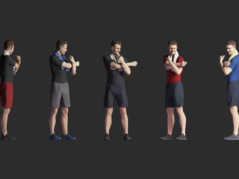  健身运动 男人男性 外国人物 运动员 多色服装 场景氛围3d模型 