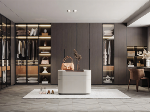 现代衣帽间su模型