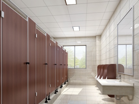  公共卫生间3d模型 